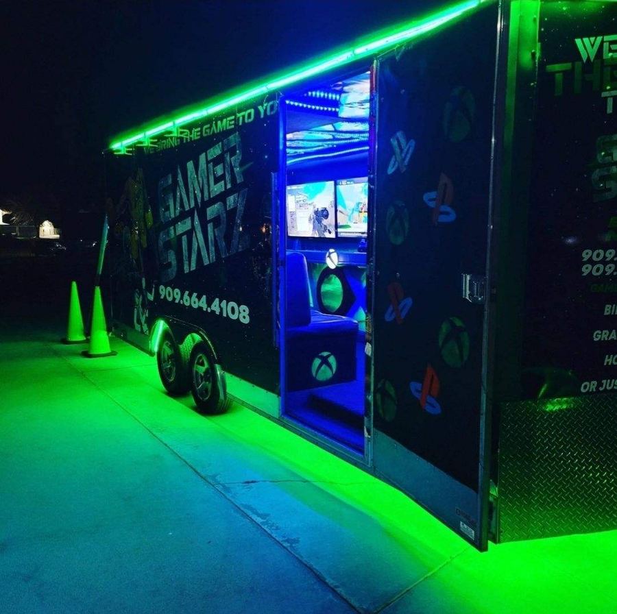 LED party lights in High Desert gaming truck